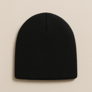 Classic black beanie without a pom or cuff