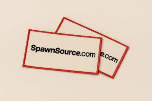 Woven label made with damask material