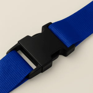 Lanyard with snap fit plastic buckle