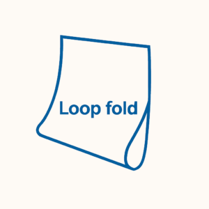 Woven label in a looped fold style