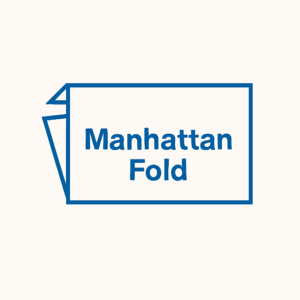 Woven label with manhattan fold